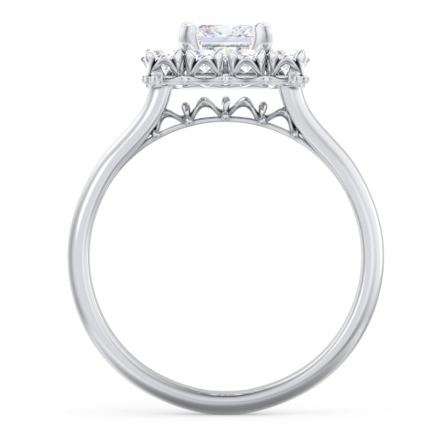 Classic Diamond Halo Engagement Ring – 14K White Gold with Lab Diamond
