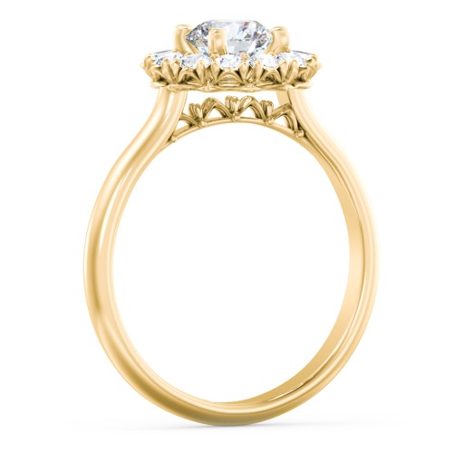 Classic Diamond Halo Engagement Ring – 10K Yellow Gold with Lab Diamond