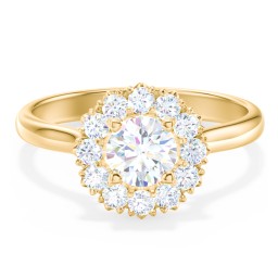 Classic Diamond Halo Engagement Ring in 10K Solid Yellow Gold