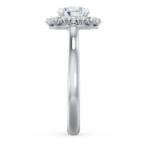 Classic Diamond Halo Engagement Ring – 14K White Gold with Lab Diamond