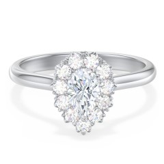 Classic Diamond Halo Engagement Ring – 14K White Gold with Lab Diamond
