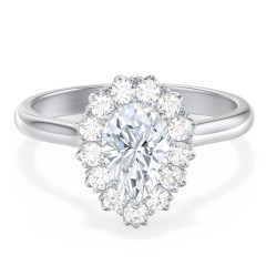 Classic Diamond Halo Engagement Ring – 14K White Gold with Lab Diamond