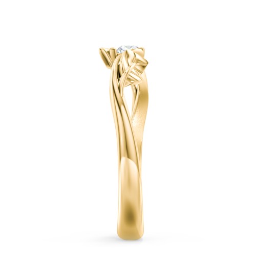 Diamond Leaf Band Ring – 10K Yellow Gold with Lab Diamond