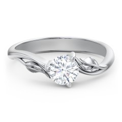 Solitaire Leaf Engagement Ring – 10K Yellow Gold