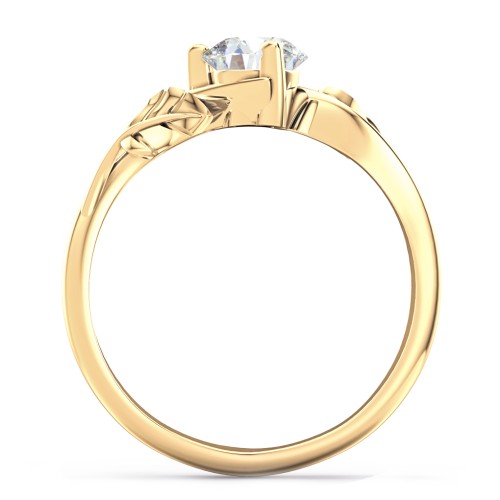 Solitaire Leaf Engagement Ring – 10K Yellow Gold