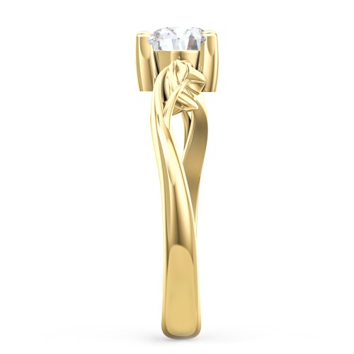 Solitaire Leaf Engagement Ring – 10K Yellow Gold