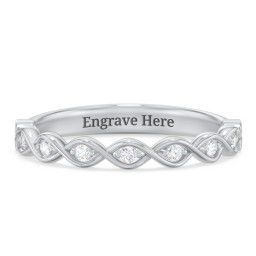 Intertwined Infinity Half Eternity Band with Accent Stones