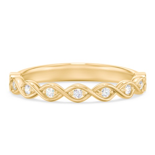 Intertwined Infinity Half Eternity Band with Accent Stones – 10K Yellow Gold with Lab Diamond