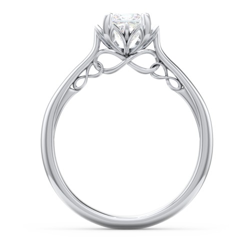 Diamond Solitaire Engagement Ring with Infinity Detail Bridge – 14K White Gold