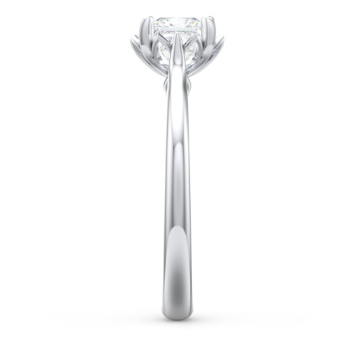 Diamond Solitaire Engagement Ring with Infinity Detail Bridge – 14K White Gold