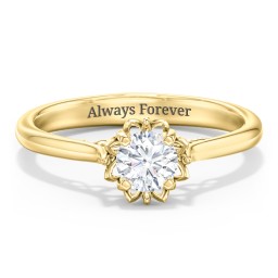 Diamond Solitaire Engagement Ring with Infinity Detail Bridge in 10K Solid Yellow Gold with 04LABDIAM-RD-0.50-VS2-F-VG