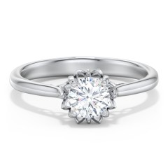 Diamond Solitaire Engagement Ring with Infinity Detail Bridge – 14K White Gold