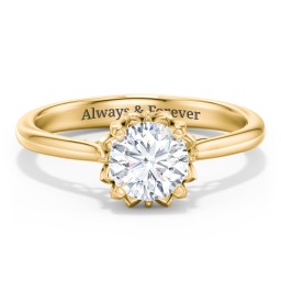 Diamond Solitaire Engagement Ring with Infinity Detail Bridge in 10K Solid Yellow Gold with 04LABDIAM-RD-1.00-SI1-F-VG