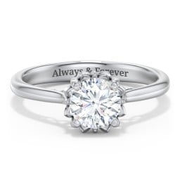 Diamond Solitaire Engagement Ring with Infinity Detail Bridge