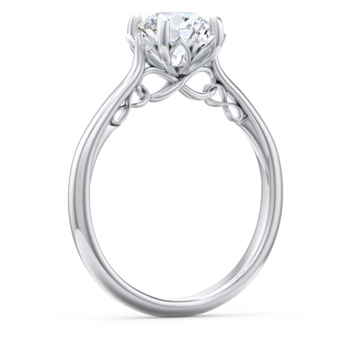 Diamond Solitaire Engagement Ring with Infinity Detail Bridge – 14K White Gold