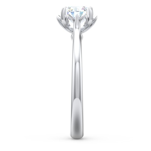 Diamond Solitaire Engagement Ring with Infinity Detail Bridge – 14K White Gold