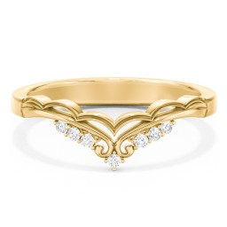 Vintage Tiara Band with Diamond Accents in 10K Solid Yellow Gold