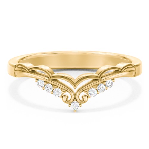 Vintage Tiara Band with Diamond Accents – 10K Yellow Gold with Lab Diamond