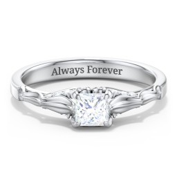 Vintage Diamond Solitaire Ring with Side Accent Stones