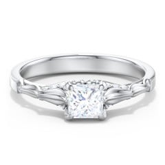 Vintage Diamond Solitaire Ring with Side Accent Stones