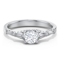 Vintage Diamond Solitaire Ring with Side Accent Stones – 10K Yellow Gold with Lab Diamond