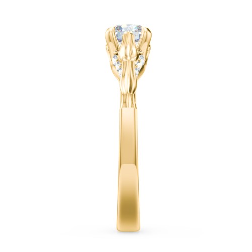 Vintage Diamond Solitaire Ring with Side Accent Stones – 10K Yellow Gold with Lab Diamond