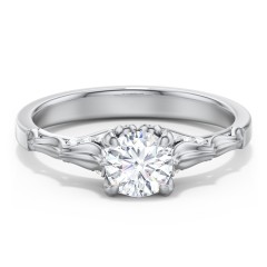 Vintage Diamond Solitaire Ring with Side Accent Stones – 10K Yellow Gold with Lab Diamond