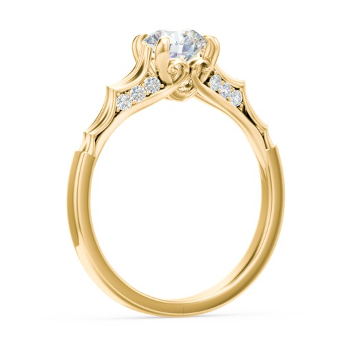 Vintage Diamond Solitaire Ring with Side Accent Stones – 10K Yellow Gold with Lab Diamond