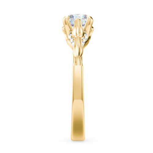 Vintage Diamond Solitaire Ring with Side Accent Stones – 10K Yellow Gold with Lab Diamond