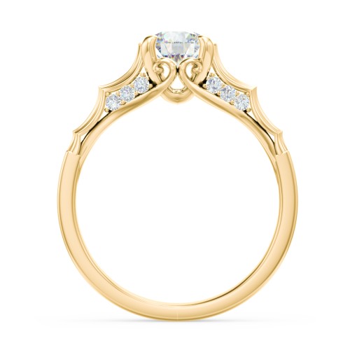 Vintage Diamond Solitaire Ring with Side Accent Stones – 10K Yellow Gold with Lab Diamond