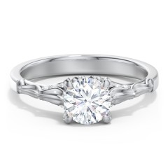 Vintage Diamond Solitaire Ring with Side Accent Stones – 10K Yellow Gold with Lab Diamond