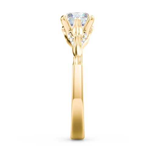 Vintage Diamond Solitaire Ring with Side Accent Stones – 10K Yellow Gold with Lab Diamond