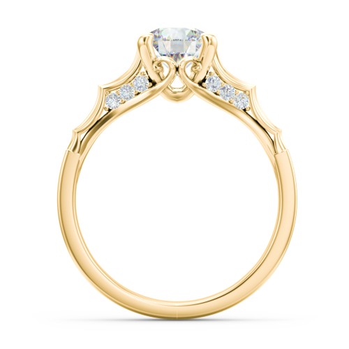 Vintage Diamond Solitaire Ring with Side Accent Stones – 10K Yellow Gold with Lab Diamond