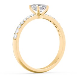 Engagement Ring with Graduated Side Stones in 10K Solid Yellow Gold