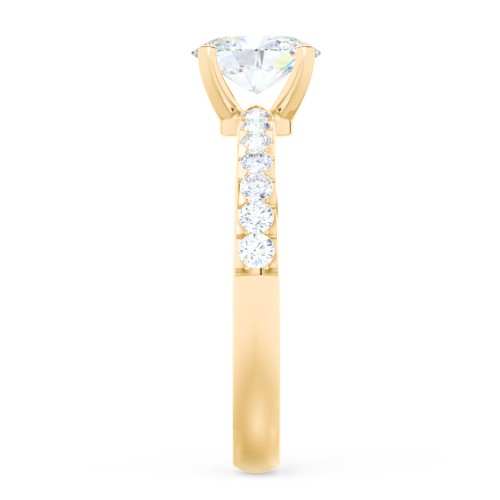 Engagement Ring with Graduated Side Stones – 10K Yellow Gold with Lab Diamond