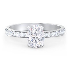 Engagement Ring with Graduated Side Stones – 14K White Gold with Lab Diamond