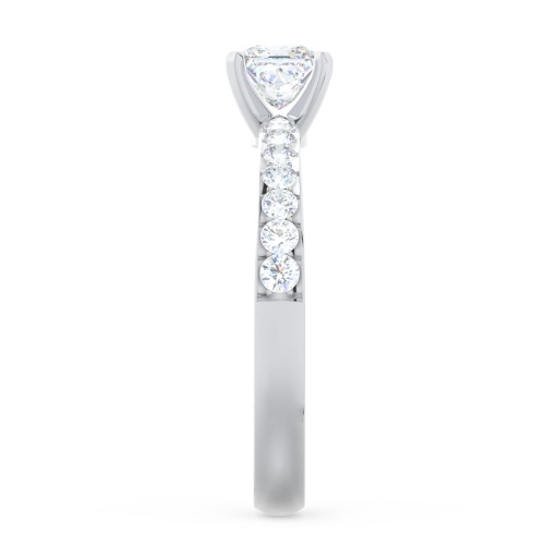 Engagement Ring with Graduated Side Stones – 14K White Gold with Lab Diamond