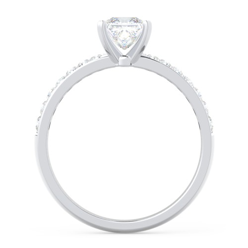 Engagement Ring with Graduated Side Stones – 14K White Gold with Lab Diamond
