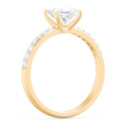 Engagement Ring with Graduated Side Stones in 10K Solid Yellow Gold
