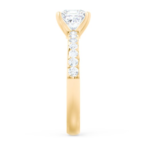 Engagement Ring with Graduated Side Stones – 10K Yellow Gold with Lab Diamond