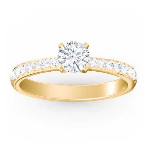 Engagement Ring with Graduated Side Stones – 10K Yellow Gold with Lab Diamond