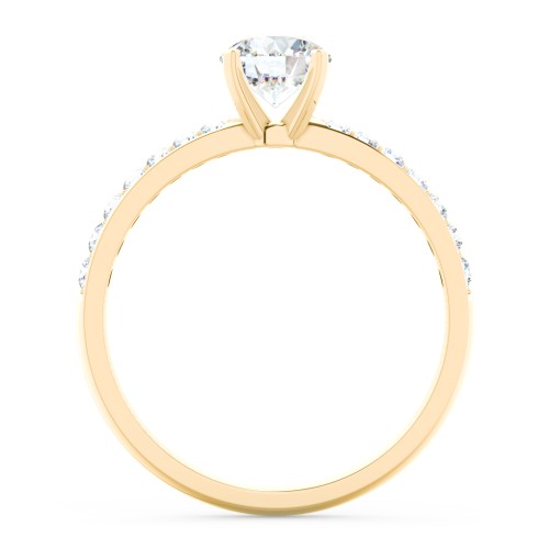 Engagement Ring with Graduated Side Stones – 10K Yellow Gold with Lab Diamond