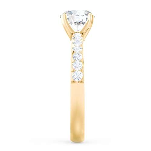 Engagement Ring with Graduated Side Stones – 10K Yellow Gold with Lab Diamond