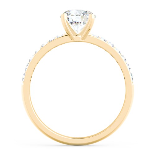 Engagement Ring with Graduated Side Stones – 10K Yellow Gold with Lab Diamond