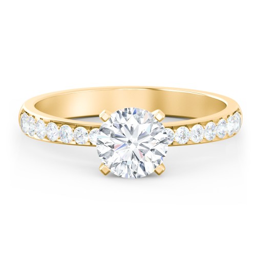 Engagement Ring with Graduated Side Stones – 10K Yellow Gold with Lab Diamond