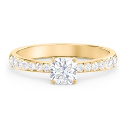 Engagement Ring with Graduated Side Stones in 10K Solid Yellow Gold