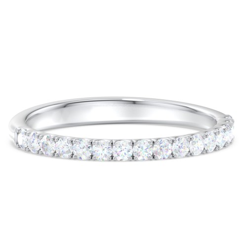 Micro-Pavé Half Eternity Diamond Band – 14K White Gold with Lab Diamond