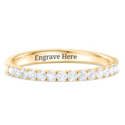 Micro-Pavé Half Eternity Diamond Band in 10K Solid Yellow Gold with Lab Diamond