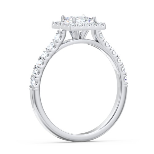Diamond Halo Engagement Ring Micro-Pavé Accents – 14K White Gold with Lab Diamond