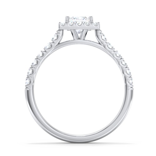 Diamond Halo Engagement Ring Micro-Pavé Accents – 14K White Gold with Lab Diamond